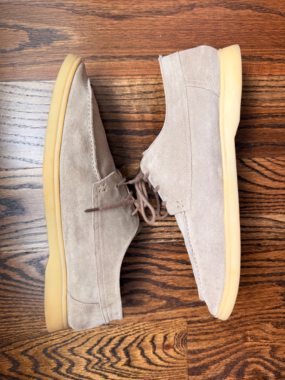 Aurelien Men’s Suede Boat Loafers - Light Grey / Cream